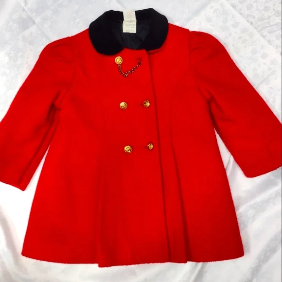 Winnie the Pooh Jackets Coats Little Girls Red Wool Mix